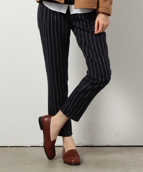 coen(コーエン)の「ウォッシャブルウール混ストライプパンツ(その他パンツ・レディース・グレー/ネイビー・LARGE/MEDIUM)」の1枚目の写真