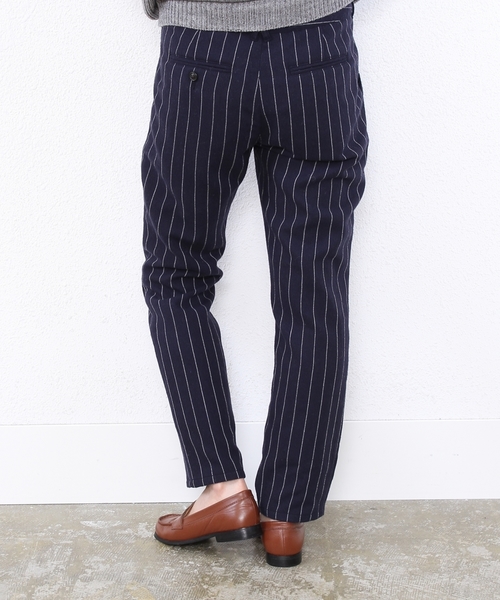 coen(コーエン)の「ウォッシャブルウール混ストライプパンツ(その他パンツ・レディース・グレー/ネイビー・LARGE/MEDIUM)」の4枚目の写真