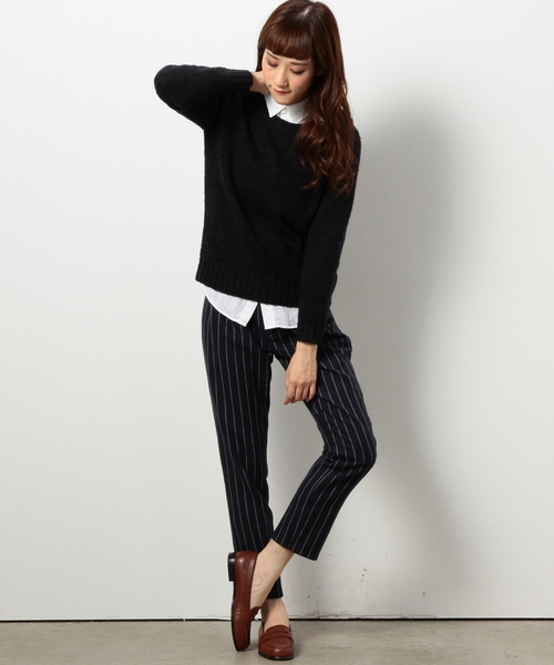 coen(コーエン)の「ウォッシャブルウール混ストライプパンツ(その他パンツ・レディース・グレー/ネイビー・LARGE/MEDIUM)」の9枚目の写真