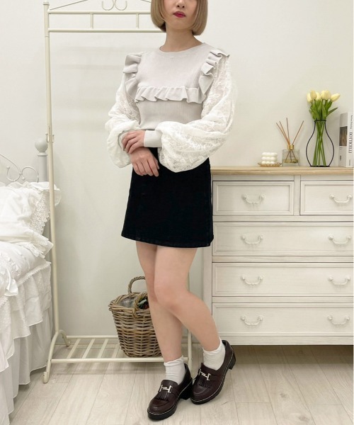 apres jour(アプレジュール)の「フリルデザイン袖レーストップス【ZOZOTOWN限定アイテム】(ニット/セーター・レディース・ホワイト系その他/ピンクベージュ/ライトベージュ・X-LARGE/フリー)」の9枚目の写真