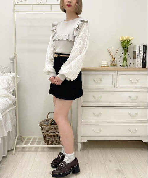 apres jour(アプレジュール)の「フリルデザイン袖レーストップス【ZOZOTOWN限定アイテム】(ニット/セーター・レディース・ホワイト系その他/ピンクベージュ/ライトベージュ・X-LARGE/フリー)」の10枚目の写真