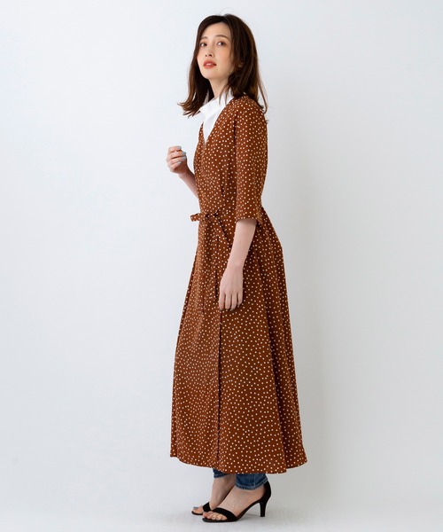 Sono(ソーノ)の「【SONO/ソーノ】カシュクールドットワンピース(ワンピース・レディース・ブラック/キャメル・1)」の5枚目の写真