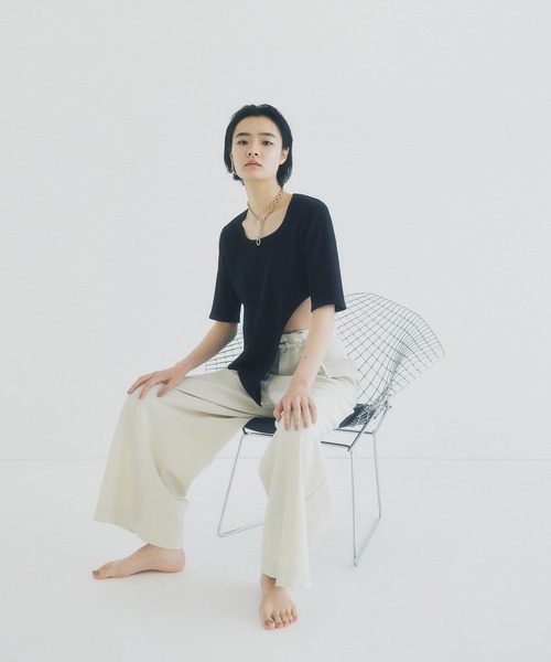 UNITED TOKYO(ユナイテッドトウキョウ)の「beautility リバーテレコカーブトップス(Tシャツ/カットソー・レディース・グリーン/ホワイト/ブラック・FREE)」の6枚目の写真