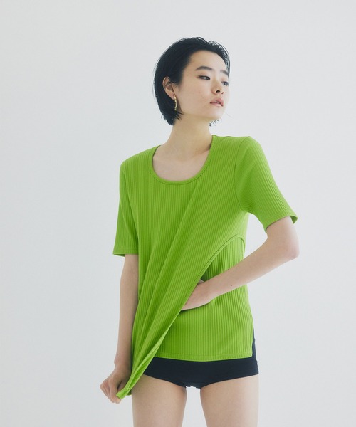 UNITED TOKYO(ユナイテッドトウキョウ)の「beautility リバーテレコカーブトップス(Tシャツ/カットソー・レディース・グリーン/ホワイト/ブラック・FREE)」の8枚目の写真