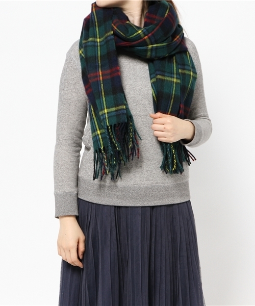 WEGO（ウィゴー）の「WEGO/タータンチェックストール（ストール/ショール・レディース・オフホワイト/グリーン/ネイビー/イエロー・FREE）」の5枚目の写真