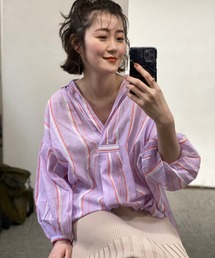 a*a様 ヌキテパ　 ベビーピンク 長袖ブラウス 透けにくいブラウス 長袖 レディースシャツ UVカット サイズ5号