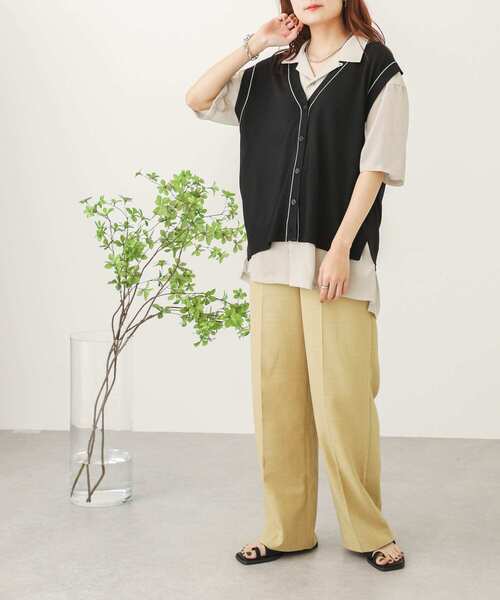 SENSE OF PLACE by URBAN RESEARCH（センスオブプレイスバイアーバンリサーチ）の「ハイショクリンキングベスト（ベスト・レディース・ベージュ/アイボリー/ブラック・ONE）」の3枚目の写真