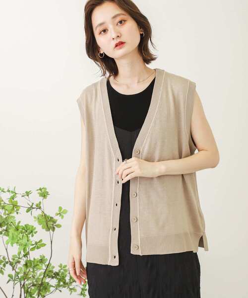 SENSE OF PLACE by URBAN RESEARCH（センスオブプレイスバイアーバンリサーチ）の「ハイショクリンキングベスト（ベスト・レディース・ベージュ/アイボリー/ブラック・ONE）」の4枚目の写真