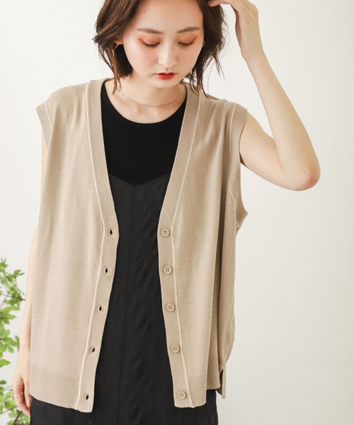 SENSE OF PLACE by URBAN RESEARCH（センスオブプレイスバイアーバンリサーチ）の「ハイショクリンキングベスト（ベスト・レディース・ベージュ/アイボリー/ブラック・ONE）」の22枚目の写真