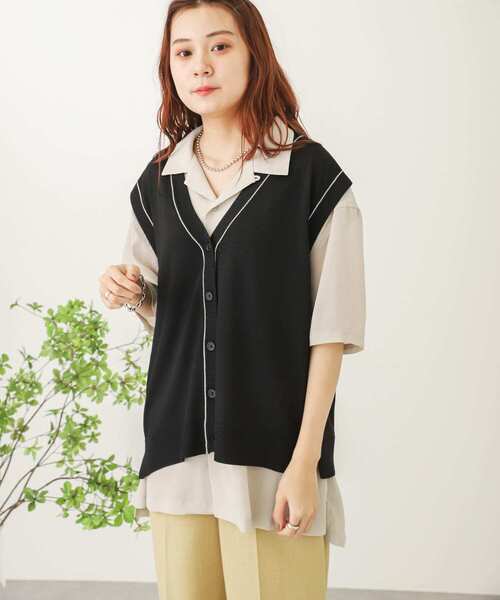 SENSE OF PLACE by URBAN RESEARCH（センスオブプレイスバイアーバンリサーチ）の「ハイショクリンキングベスト（ベスト・レディース・ベージュ/アイボリー/ブラック・ONE）」の12枚目の写真