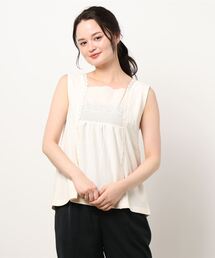 Samansa Mos2 | スクエアネックレースカットソー(Tシャツ/カットソー)