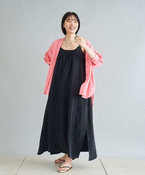 DouDou（ドゥドゥ）の「キュプラキャミワンピース（ワンピース・レディース・ブラック/グリーン・FREE）」の18枚目の写真