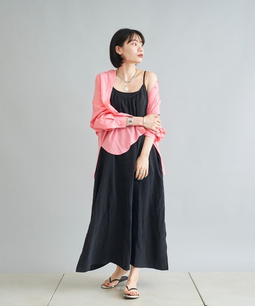 DouDou（ドゥドゥ）の「キュプラキャミワンピース（ワンピース・レディース・ブラック/グリーン・FREE）」の12枚目の写真