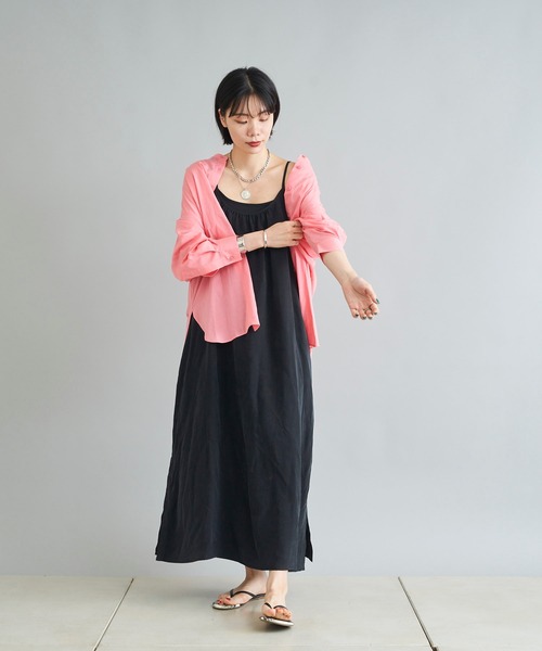 DouDou（ドゥドゥ）の「キュプラキャミワンピース（ワンピース・レディース・ブラック/グリーン・FREE）」の6枚目の写真