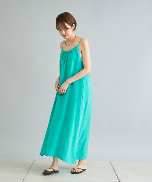 DouDou（ドゥドゥ）の「キュプラキャミワンピース（ワンピース・レディース・ブラック/グリーン・FREE）」の4枚目の写真