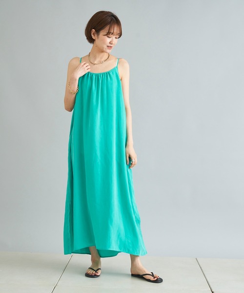 DouDou（ドゥドゥ）の「キュプラキャミワンピース（ワンピース・レディース・ブラック/グリーン・FREE）」の13枚目の写真