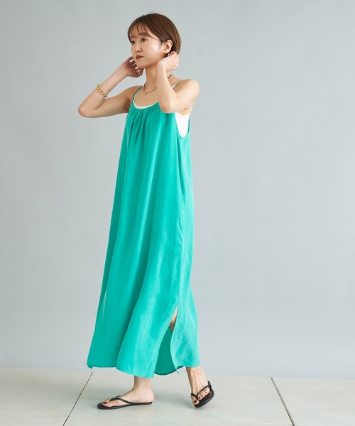 DouDou（ドゥドゥ）の「キュプラキャミワンピース（ワンピース・レディース・ブラック/グリーン・FREE）」の16枚目の写真