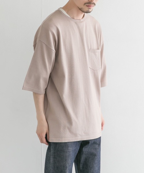 UR Lab.（アーバンリサーチラボ）の「ニットTシャツ(5分袖)（Tシャツ/カットソー・メンズ・ベージュ/ブルー/チャコールグレー・MEDIUM/LARGE）」の2枚目の写真