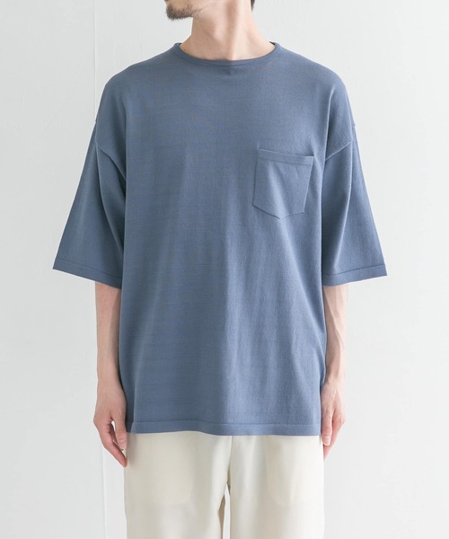 UR Lab.（アーバンリサーチラボ）の「ニットTシャツ(5分袖)（Tシャツ/カットソー・メンズ・ベージュ/ブルー/チャコールグレー・MEDIUM/LARGE）」の4枚目の写真