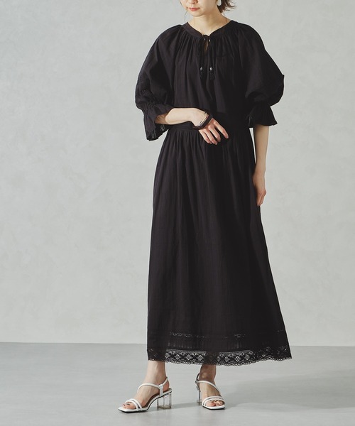 acro（アクロ）の「コットンレースボリュームワンピース/AC1061（ワンピース・レディース・ブラック/ホワイト・ﾌﾘ-）」の9枚目の写真