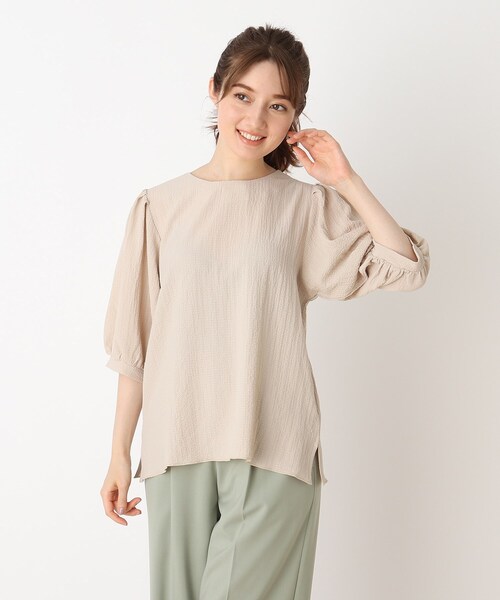 DRESKIP(ドレスキップ)の「◆シボシボパワショル5分袖ブラウス(シャツ/ブラウス・レディース・ピンク系/ブラック/ライトベージュ/オフホワイト・03/02/04)」の3枚目の写真