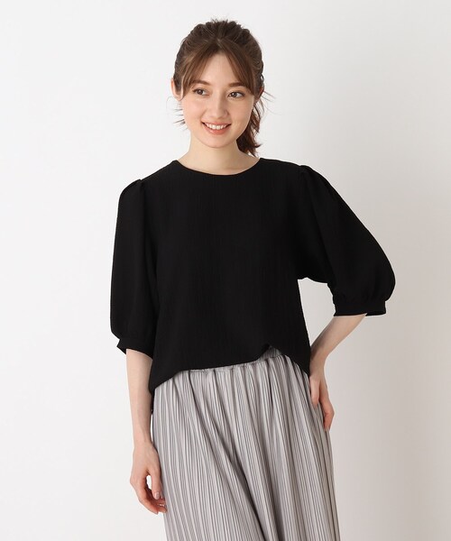 DRESKIP(ドレスキップ)の「◆シボシボパワショル5分袖ブラウス(シャツ/ブラウス・レディース・ピンク系/ブラック/ライトベージュ/オフホワイト・03/02/04)」の2枚目の写真