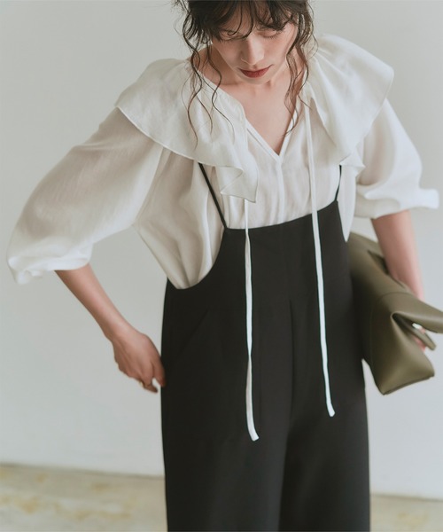 titivate(ティティベイト)の「細ストラップキャミサロペット(サロペット/オーバーオール・レディース・ライトベージュ/ブラウン/ブラック・S/M/L)」の7枚目の写真