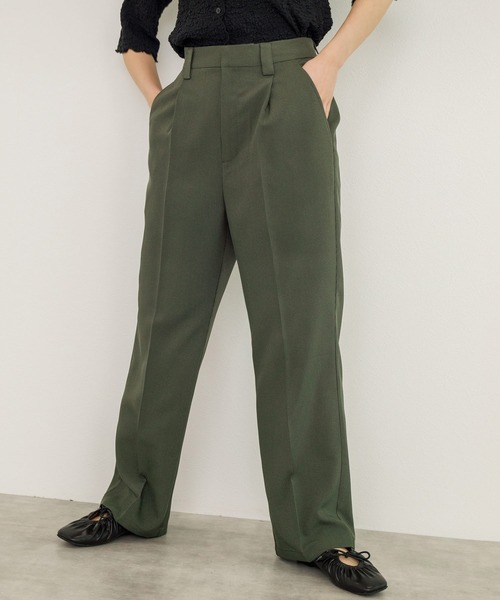 w closet(ダブルクローゼット)の「ミニ千鳥センタープレスパンツ(スラックス・レディース・カーキ/パープル/オフホワイト・FREE)」の3枚目の写真