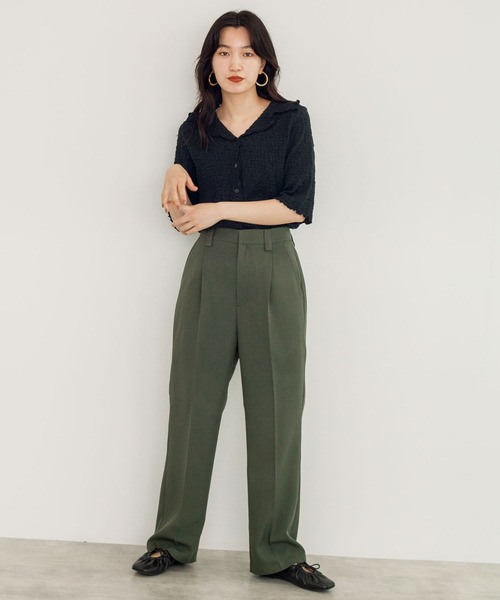 w closet(ダブルクローゼット)の「ミニ千鳥センタープレスパンツ(スラックス・レディース・カーキ/パープル/オフホワイト・FREE)」の11枚目の写真