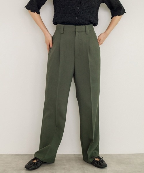 w closet(ダブルクローゼット)の「ミニ千鳥センタープレスパンツ(スラックス・レディース・カーキ/パープル/オフホワイト・FREE)」の14枚目の写真