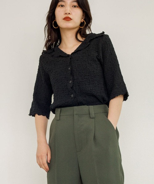 w closet(ダブルクローゼット)の「ミニ千鳥センタープレスパンツ(スラックス・レディース・カーキ/パープル/オフホワイト・FREE)」の13枚目の写真