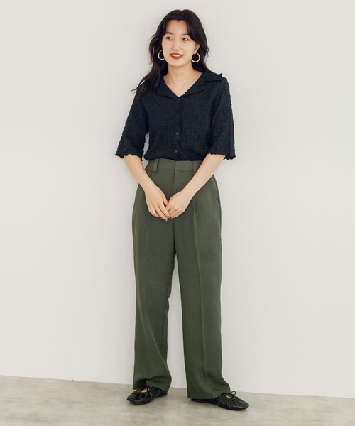 w closet(ダブルクローゼット)の「ミニ千鳥センタープレスパンツ(スラックス・レディース・カーキ/パープル/オフホワイト・FREE)」の8枚目の写真