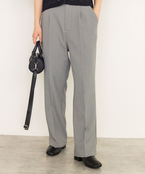 w closet(ダブルクローゼット)の「ミニ千鳥センタープレスパンツ(スラックス・レディース・カーキ/パープル/オフホワイト・FREE)」の16枚目の写真