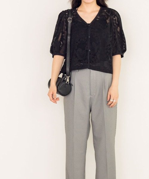 w closet(ダブルクローゼット)の「ミニ千鳥センタープレスパンツ(スラックス・レディース・カーキ/パープル/オフホワイト・FREE)」の17枚目の写真