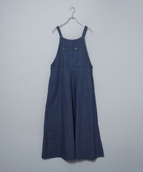 grn（ジーアールエヌ）の「［grn ジーアールエヌ］8.6oz DENIM / 20 BACK TWILL JUNPER SKIRT / ジャンパースカート GL733077Q（ジャンパースカート・レディース・カーキ/ライトインディゴブルー/ブラウン/ブラック/ブルー系その他/ベージュ/ストライプ/ブラック系その他/インディゴブルー/アイボリー/ネイビー/ケミカルウォッシュ・FREE）」の9枚目の写真
