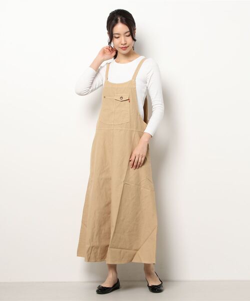 grn（ジーアールエヌ）の「［grn ジーアールエヌ］8.6oz DENIM / 20 BACK TWILL JUNPER SKIRT / ジャンパースカート GL733077Q（ジャンパースカート・レディース・カーキ/ライトインディゴブルー/ブラウン/ブラック/ブルー系その他/ベージュ/ストライプ/ブラック系その他/インディゴブルー/アイボリー/ネイビー/ケミカルウォッシュ・FREE）」の16枚目の写真