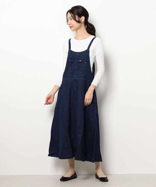 grn（ジーアールエヌ）の「［grn ジーアールエヌ］8.6oz DENIM / 20 BACK TWILL JUNPER SKIRT / ジャンパースカート GL733077Q（ジャンパースカート・レディース・カーキ/ライトインディゴブルー/ブラウン/ブラック/ブルー系その他/ベージュ/ストライプ/ブラック系その他/インディゴブルー/アイボリー/ネイビー/ケミカルウォッシュ・FREE）」の18枚目の写真