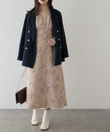 ふくれジャガードお上品線画ワンピース