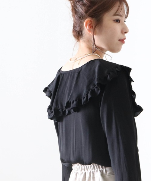 Cheek(チーク)の「フリルカラーブラウス(シャツ/ブラウス・レディース・アイボリー/ブラック・MEDIUM)」の5枚目の写真
