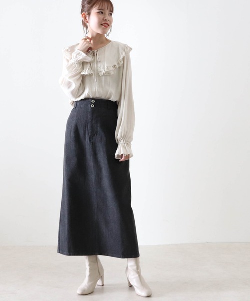 Cheek(チーク)の「フリルカラーブラウス(シャツ/ブラウス・レディース・アイボリー/ブラック・MEDIUM)」の6枚目の写真