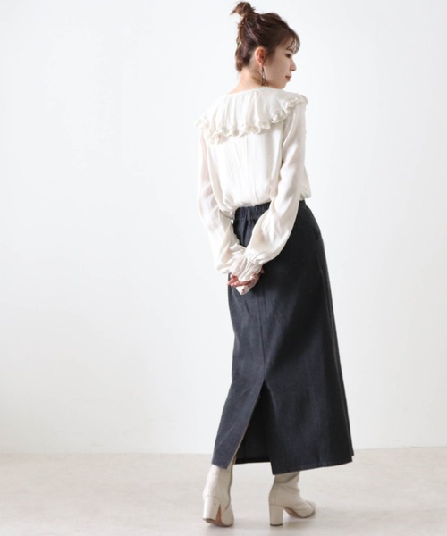 Cheek(チーク)の「フリルカラーブラウス(シャツ/ブラウス・レディース・アイボリー/ブラック・MEDIUM)」の15枚目の写真