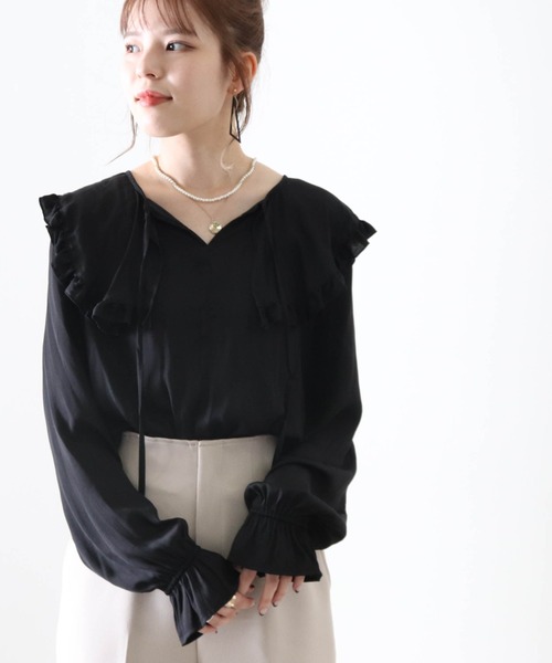 Cheek(チーク)の「フリルカラーブラウス(シャツ/ブラウス・レディース・アイボリー/ブラック・MEDIUM)」の13枚目の写真