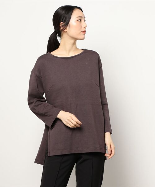 AMERICAN HOLIC（アメリカンホリック）の「サイドスリットボートネックカットプルオーバー（Tシャツ/カットソー・レディース・チャコールグレー/ブラウン・M/L）」の5枚目の写真