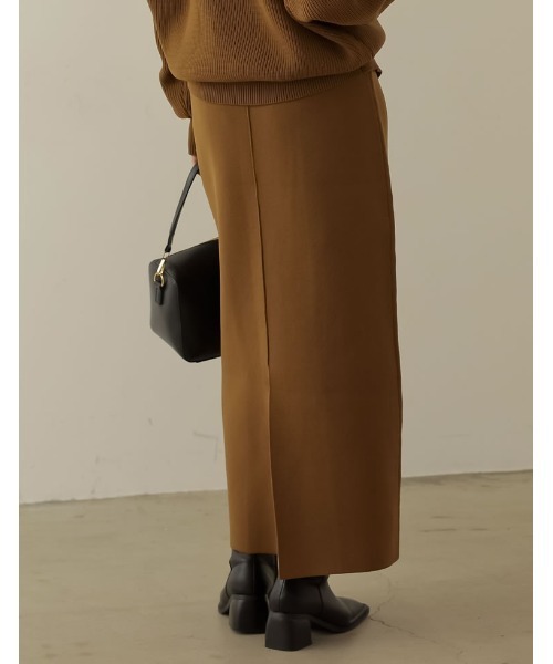 Re:EDIT（リエディ）の「[低身長サイズ有]前後2WAYスポンジニットスリット入りタイトスカート（スカート・レディース・パープル/オレンジ/ブラック/ピンク/ブルー/グリーン/ブルー系その他/ブラウン・SHORT/MEDIUM/LARGE）」の11枚目の写真