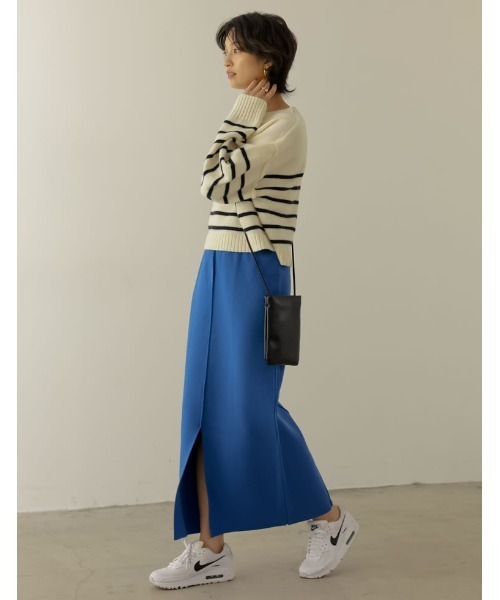 Re:EDIT（リエディ）の「[低身長サイズ有]前後2WAYスポンジニットスリット入りタイトスカート（スカート・レディース・パープル/オレンジ/ブラック/ピンク/ブルー/グリーン/ブルー系その他/ブラウン・SHORT/MEDIUM/LARGE）」の18枚目の写真