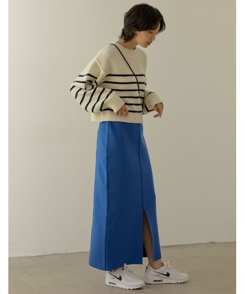 Re:EDIT（リエディ）の「[低身長サイズ有]前後2WAYスポンジニットスリット入りタイトスカート（スカート・レディース・パープル/オレンジ/ブラック/ピンク/ブルー/グリーン/ブルー系その他/ブラウン・SHORT/MEDIUM/LARGE）」の20枚目の写真