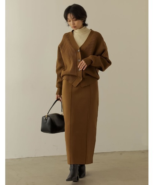 Re:EDIT（リエディ）の「[低身長サイズ有]前後2WAYスポンジニットスリット入りタイトスカート（スカート・レディース・パープル/オレンジ/ブラック/ピンク/ブルー/グリーン/ブルー系その他/ブラウン・SHORT/MEDIUM/LARGE）」の9枚目の写真