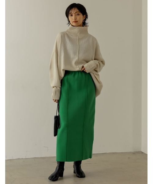 Re:EDIT（リエディ）の「[低身長サイズ有]前後2WAYスポンジニットスリット入りタイトスカート（スカート・レディース・パープル/オレンジ/ブラック/ピンク/ブルー/グリーン/ブルー系その他/ブラウン・SHORT/MEDIUM/LARGE）」の22枚目の写真