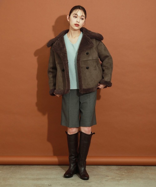 MADEMOISELLE ROPE'(マドモアゼル ロペ)の「【CHE'VRE et Branche' Europe'en】フェイクムートンコート(ムートンコート・レディース・ベージュ/カーキ・FREE)」の22枚目の写真