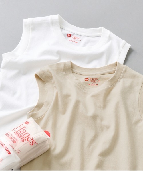 HANES(ヘインズ)の「【Hanes】2P Japan Fit for HER スリーブレスTシャツ HW5327(Tシャツ/カットソー・メンズ・グレー/マルチ/イエロー/ピンク/ベージュ・M/L)」の1枚目の写真